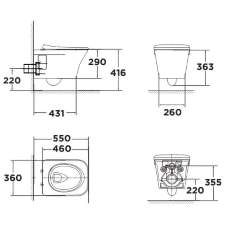 Khám phá sự tiện lợi và sang trọng của bồn cầu American Standard WP-2131 lắp treo tường - Nắp WP-C131