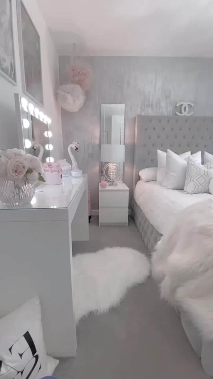 Sơn tường hiệu ứng giả bê tông màu xám, mang lại vẻ đẹp độc đáo và cá tính cho phòng ngủ.