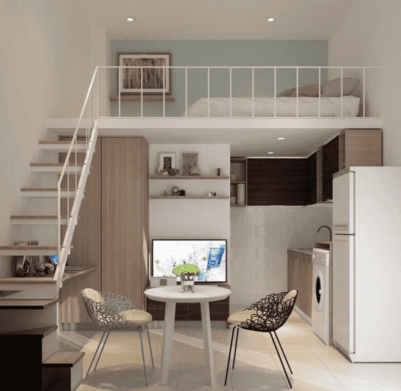 Bố trí nội thất thông minh trong phòng trọ 16m2 theo phong cách studio.