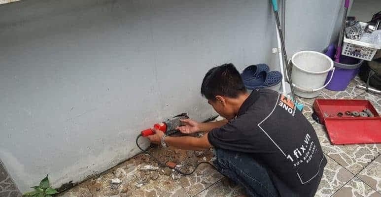 Kết quả khoan tường không một hạt bụi với dịch vụ chuyên nghiệp từ 1Fix.vn.