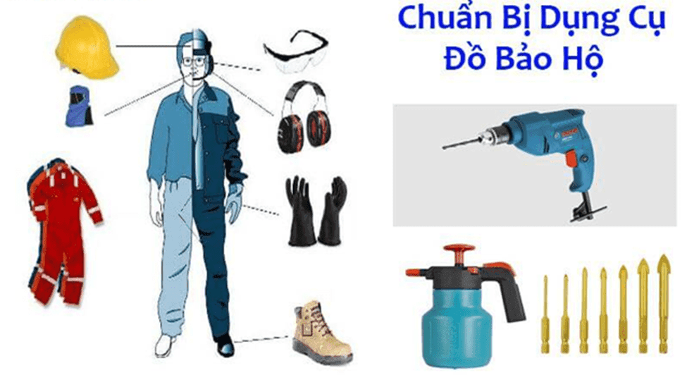 Thực hiện khoan với tốc độ chậm, đều tay và luôn đeo kính bảo hộ