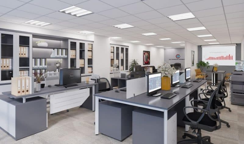 Không gian văn phòng hiện đại sau khi được 1Fix thi công nội thất.