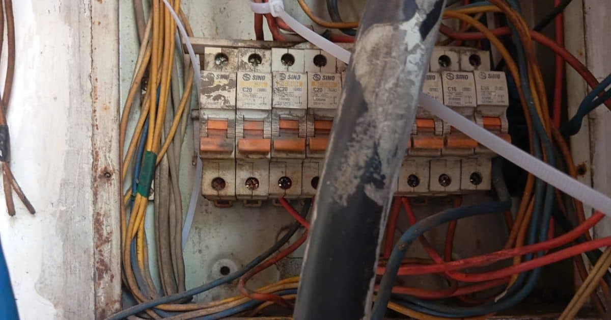 Hình ảnh đồ họa minh họa các sự cố điện phổ biến như quá tải đường dây, chập cháy ổ cắm và rò rỉ điện.